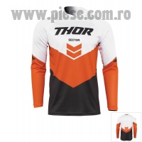 Tricou (bluza) cross-enduro copii Thor model Sector Chevron culoare: alb/rosu portocaliu – marime L